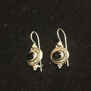 Sterling silver and onyx earrings